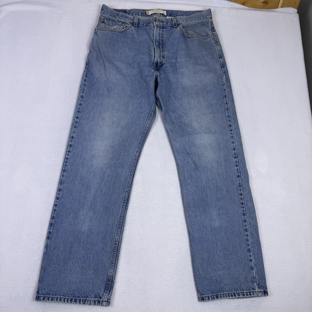 Levi's 505 Regular Fit Mens 36x30 Light Wash Blue Denim Straight Leg Jeans Y2K